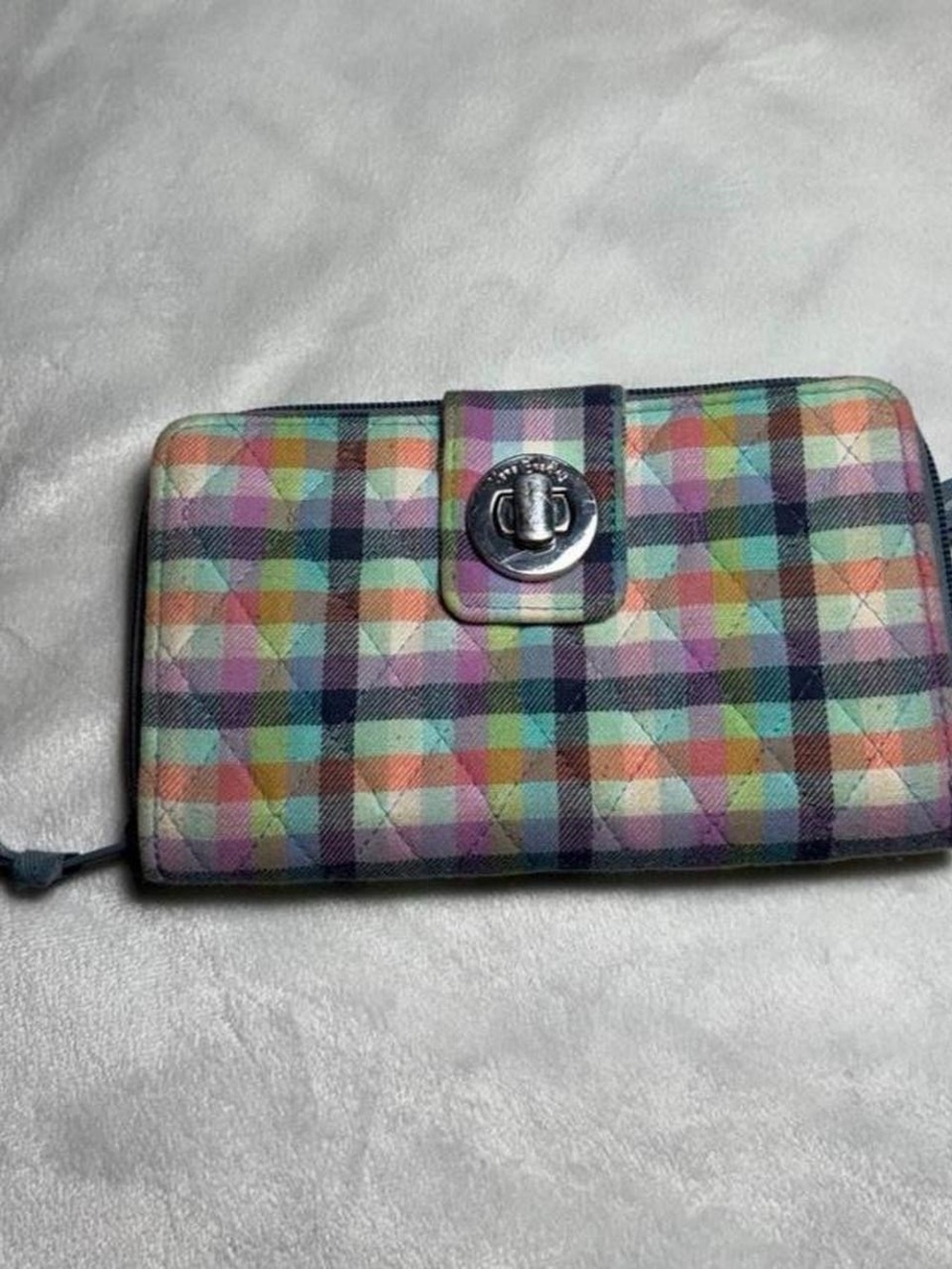 Vera Bradley RFID TurnLock Quilted Plaid Multi-Color Wallet